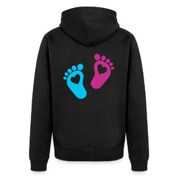 Bébé Pieds Parents Bébé Coeur Enfant Enfant Enceinte - Veste à capuche bio Premium Unisexe - noir - Dos - Nico (187cm)