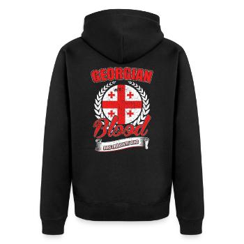 Georgisches Blut - Unisex Premium Bio Zip Hoodie - Schwarz - Hinten - Nico (187cm)
