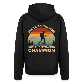 Uphill Ski Touring Telemark Social Distancing - Unisex Premium Organic Zip Hoodie - black - Back - Nico (187cm)