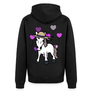Herzen Pferd Pony Pferde Reiter Pferdenarren - Unisex Premium Bio Zip Hoodie - Schwarz - Hinten - Nico (187cm)