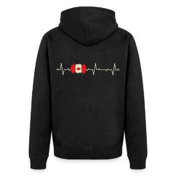 Kanada Geschenkidee - kanadische Flagge - Unisex Premium Bio Zip Hoodie - Schwarz - Hinten - Nico (187cm)