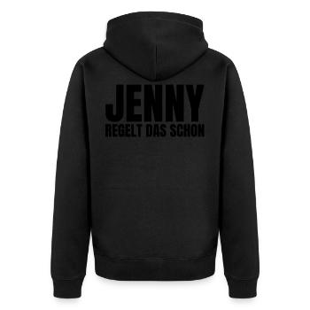 Jenny Name Lustiger Spruch Frau Frauen Damen Dame - Unisex Premium Bio Zip Hoodie - Schwarz - Hinten - Nico (187cm)