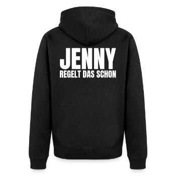 Jenny Name Lustiger Spruch Frau Frauen Damen Dame - Unisex Premium Bio Zip Hoodie - Schwarz - Hinten - Nico (187cm)