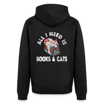 Lire Geek Livres Chat Bookaholic Ges - Veste à capuche bio Premium Unisexe - noir - Dos - Nico (187cm)