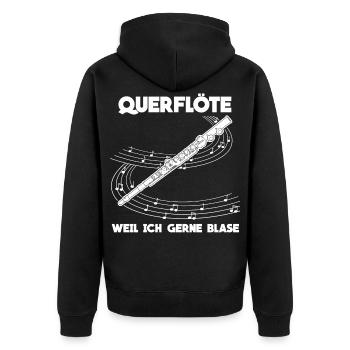 Querflöte - lustiger Spruch Witz - Unisex Premium Bio Zip Hoodie - Schwarz - Hinten - Nico (187cm)