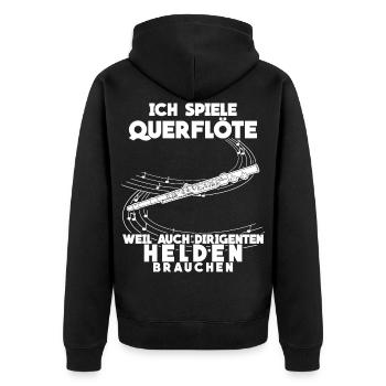 Querflöte lustiger Dirigenten Spruch - Unisex Premium Bio Zip Hoodie - Schwarz - Hinten - Nico (187cm)