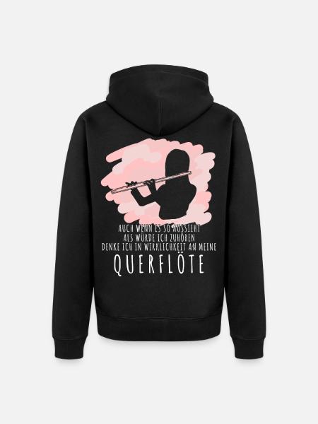 Querflöte - Querflöten Sprüche lustig - Unisex Premium Bio Zip Hoodie - Schwarz