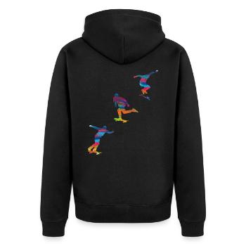 Skateboard Skaten Skateboarden Geschenkidee - Unisex Premium Bio Zip Hoodie - Schwarz - Hinten - Nico (187cm)