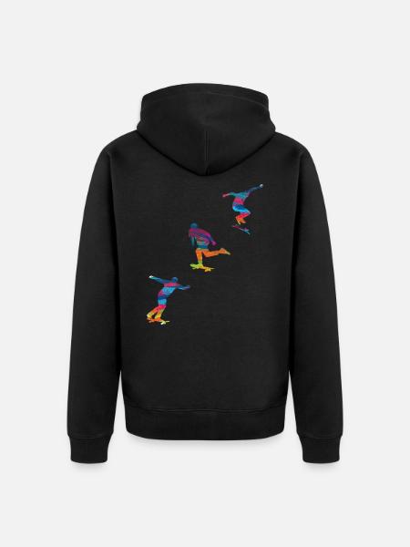 Skateboard Skaten Skateboarden Geschenkidee - Unisex Premium Bio Zip Hoodie - Schwarz