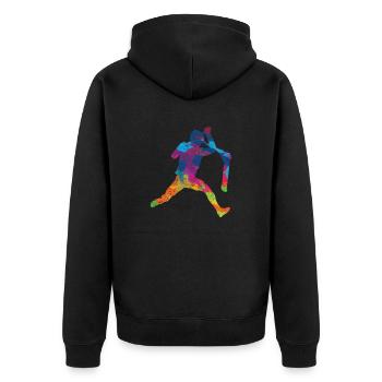 Scooter Tretroller Stunts Skatepark Geschenkidee - Unisex Premium Bio Zip Hoodie - Schwarz - Hinten - Nico (187cm)