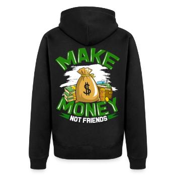 Argent comptant capitalisme dollar euro argent - Veste à capuche bio Premium Unisexe - noir - Dos - Nico (187cm)