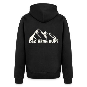 Berg - Outdoor - Berge - Mountain - Unisex Premium Bio Zip Hoodie - Schwarz - Hinten - Nico (187cm)