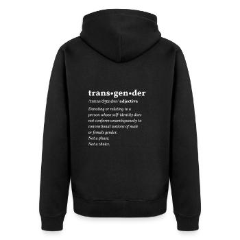 Transgender Clean Edition Black - Unisex Premium Organic Zip Hoodie - black - Back - Nico (187cm)