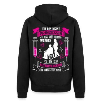 Altenpflegerin Altenpfleger Pfleger Pflegehelfer - Unisex Premium Bio Zip Hoodie - Schwarz - Hinten - Nico (187cm)