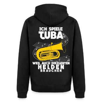 Tuba - lustiger Dirigenten Spruch Witz - Unisex Premium Bio Zip Hoodie - Schwarz - Hinten - Nico (187cm)