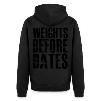 Cadeau poids fitness avant dates - Veste à capuche bio Premium Unisexe - noir - Dos - Nico (187cm)
