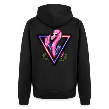 Flamingo Pink Sunglasses Summer Sun Cool - Unisex Premium Organic Zip Hoodie - black - Back - Nico (187cm)
