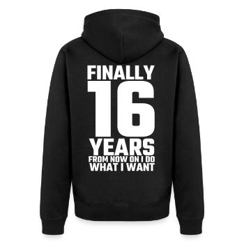 Finally 16 Years 16th anniversaire cadeau - Veste à capuche bio Premium Unisexe - noir - Dos - Nico (187cm)