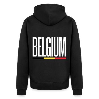 Lustiger belgischer Spruch Belgien Geschenk - Unisex Premium Bio Zip Hoodie - Schwarz - Hinten - Nico (187cm)