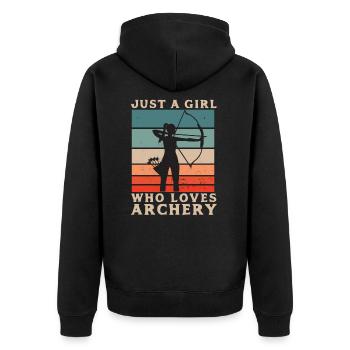 Archery - Archery - Bow and Arrow - Unisex Premium Organic Zip Hoodie - black - Back - Nico (187cm)