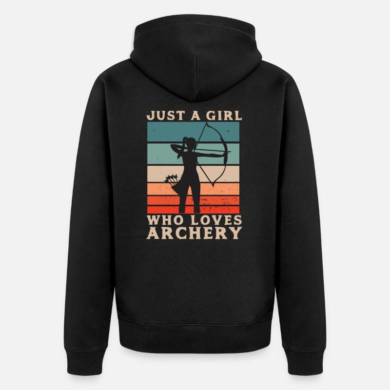 Bogenschießen - Archery - Pfeil und Bogen - Unisex Premium Bio Zip Hoodie - Schwarz