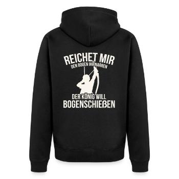 Bogenschießen - Unisex Premium Bio Zip Hoodie - Schwarz - Hinten - Nico (187cm)