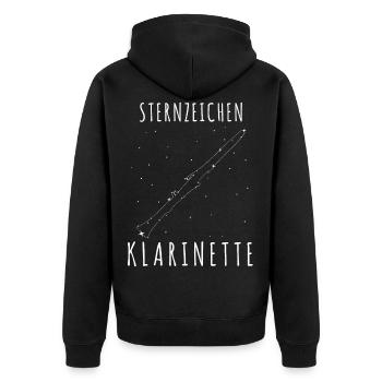 Klarinette - Spruch lustig mit Sternen - Unisex Premium Bio Zip Hoodie - Schwarz - Hinten - Nico (187cm)