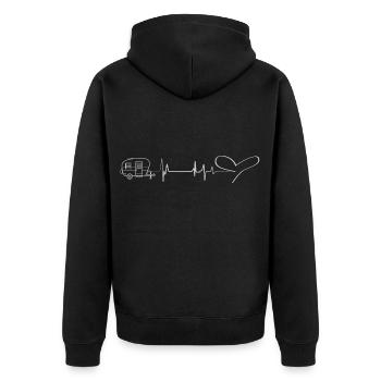 leisure camper at the ostsee with camping in nature - Unisex Premium Organic Zip Hoodie - black - Back - Nico (187cm)