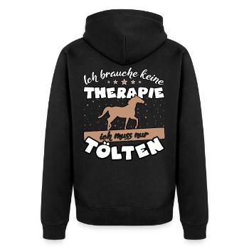 Tölten Pferd Tölt Islandpferd Reiten Reitsport - Unisex Premium Bio Zip Hoodie - Schwarz - Hinten - Nico (187cm)
