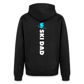 Ski Dad Dad Skiing Dad Winter Gift - Unisex Premium Organic Zip Hoodie - black - Back - Nico (187cm)