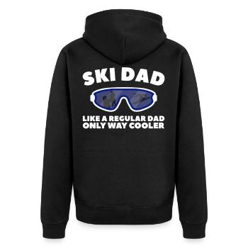 Ski Dad Father Skiing Dad Winter Gift - Unisex Premium Organic Zip Hoodie - black - Back - Nico (187cm)