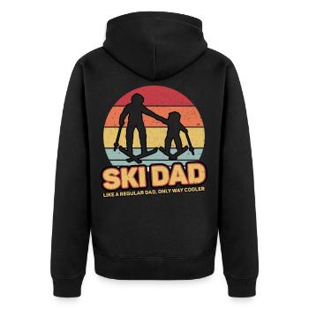 Ski Dad Father Skiing Dad Vintage Retro - Unisex Premium Organic Zip Hoodie - black - Back - Nico (187cm)