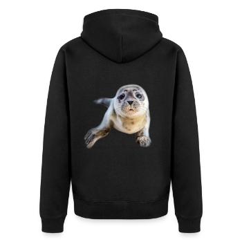 Seehund Baby Robbe Nordsee Geschenk - Unisex Premium Bio Zip Hoodie - Schwarz - Hinten - Nico (187cm)