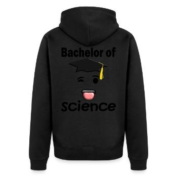 Bachelor Of Science. Graduate Sticks Out His - Unisex Premium Organic Zip Hoodie - black - Back - Nico (187cm)