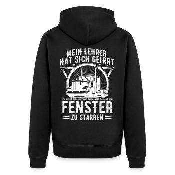 LKW Transporter Lustiger Spruch Männer Geschenk - Unisex Premium Bio Zip Hoodie - Schwarz - Hinten - Nico (187cm)
