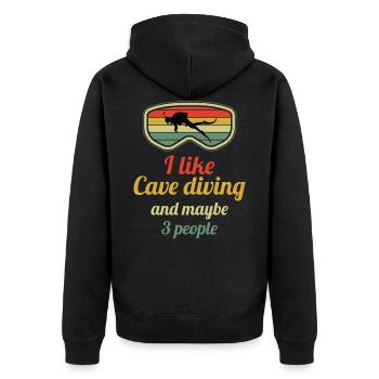 Vintage Retro Caving Spelunking Cave Explorer Gift - Unisex Premium Organic Zip Hoodie - black - Back - Nico (187cm)