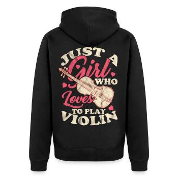 Violon violon orchestre instrument de musique fille - Veste à capuche bio Premium Unisexe - noir - Dos - Nico (187cm)