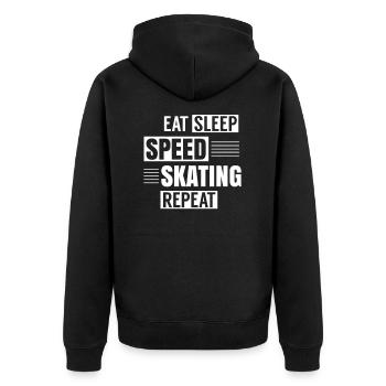 Speed Skating Inline Skater Speedskating Skaten - Unisex Premium Bio Zip Hoodie - Schwarz - Hinten - Nico (187cm)
