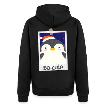 Penguin so cute 9/13 - Unisex Premium Organic Zip Hoodie - black - Back - Nico (187cm)
