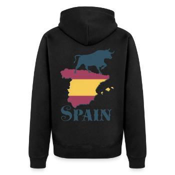 Spain - Unisex Premium Bio Zip Hoodie - Schwarz - Hinten - Nico (187cm)