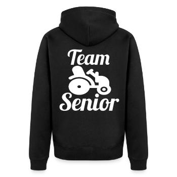 Team senior - Unisex Premium Organic Zip Hoodie - black - Back - Nico (187cm)