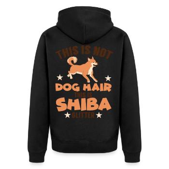 Shiba Inu Glitzer Akita Hundehalter - Unisex Premium Bio Zip Hoodie - Schwarz - Hinten - Nico (187cm)