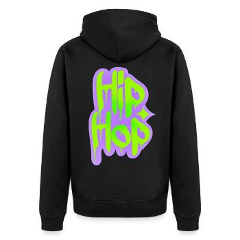 Hip Hop Graffiti - Unisex Premium Bio Zip Hoodie - Schwarz - Hinten - Nico (187cm)