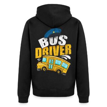 Busfahrer Beruf Omnibus Bushaltestelle Fernbus - Unisex Premium Bio Zip Hoodie - Schwarz - Hinten - Nico (187cm)