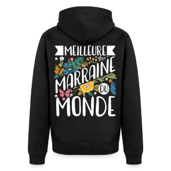Meilleure Marraine Du Monde Cadeaux - Veste à capuche bio Premium Unisexe - noir - Dos - Nico (187cm)