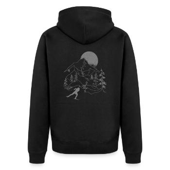 Biathlon Biathleten Wintersportler Skilanglauf - Unisex Premium Bio Zip Hoodie - Schwarz - Hinten - Nico (187cm)