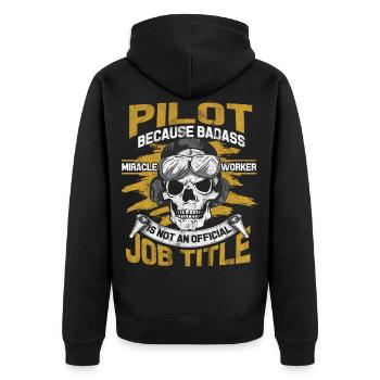 pilot - Unisex Premium Organic Zip Hoodie - black - Back - Nico (187cm)