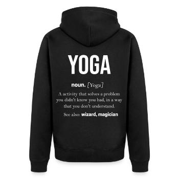 Yoga - Unisex Premium Bio Zip Hoodie - Schwarz - Hinten - Nico (187cm)