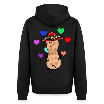 Peanut Summer Hats Flowers Fantasy Nut - Unisex Premium Organic Zip Hoodie - black - Back - Nico (187cm)