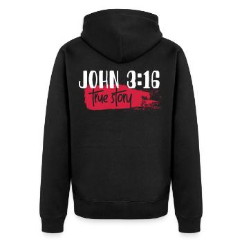 Christian bible verse religion - Unisex Premium Organic Zip Hoodie - black - Back - Nico (187cm)